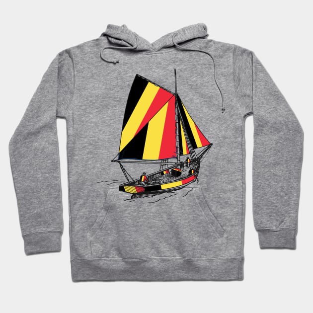 Support Belgium Vintage Belgium Ship Sailing with Belgium Team (Belgian National Day) Hoodie by Mochabonk